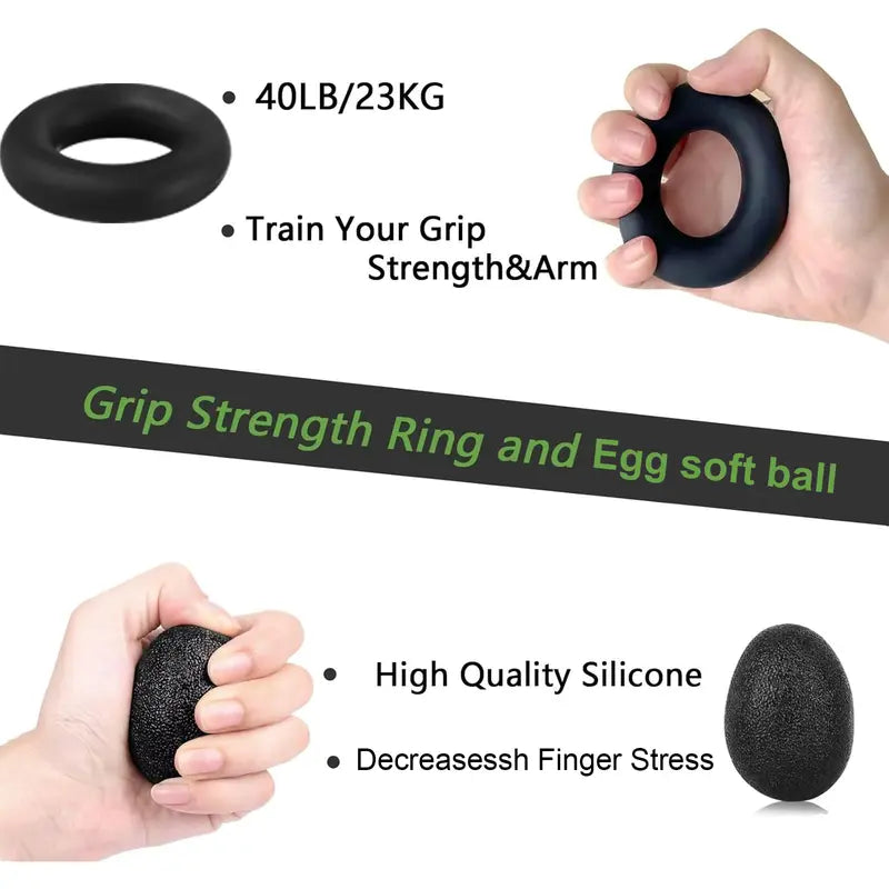 5-Piece Silicone Hand Grip Strengthener Kit, Adjustable 10-132 Lbs Forearm Trainer for Men & Women, 17 Lbs Component, Workout/Gym/Exercise Equipment for Rehabilitation, Stress Relief, 3-Year Durability, 24/7 Customer Support