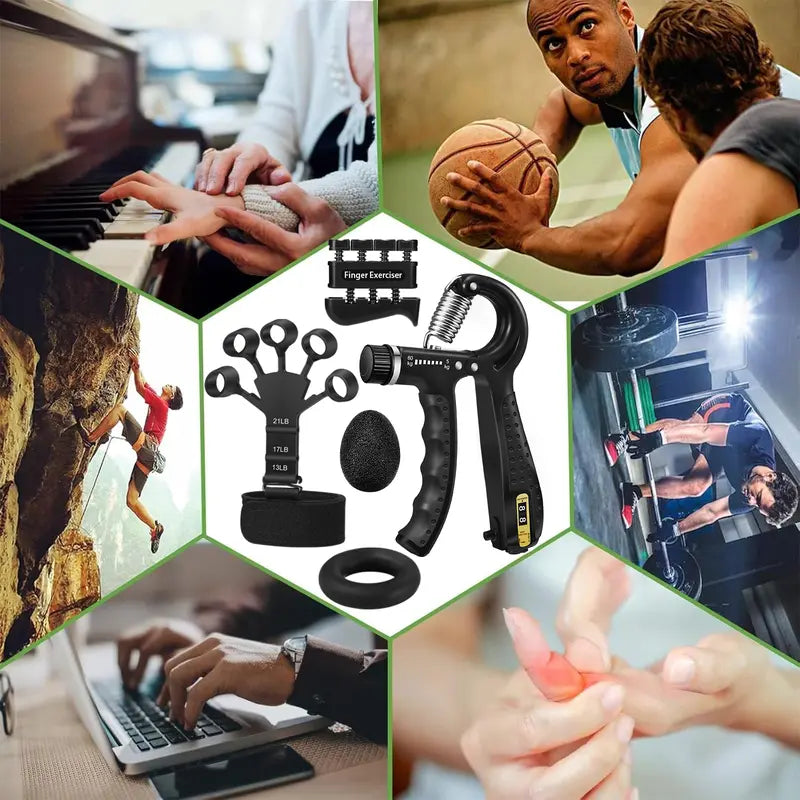 5-Piece Silicone Hand Grip Strengthener Kit, Adjustable 10-132 Lbs Forearm Trainer for Men & Women, 17 Lbs Component, Workout/Gym/Exercise Equipment for Rehabilitation, Stress Relief, 3-Year Durability, 24/7 Customer Support